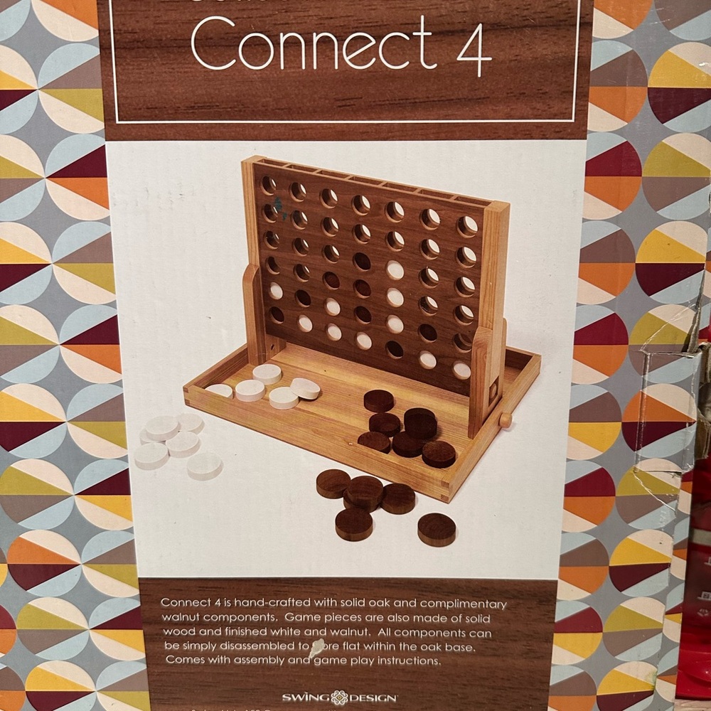 Collector’s Edition Wooden Connect 4 Game – Solid Oak & Walnut Board Game
